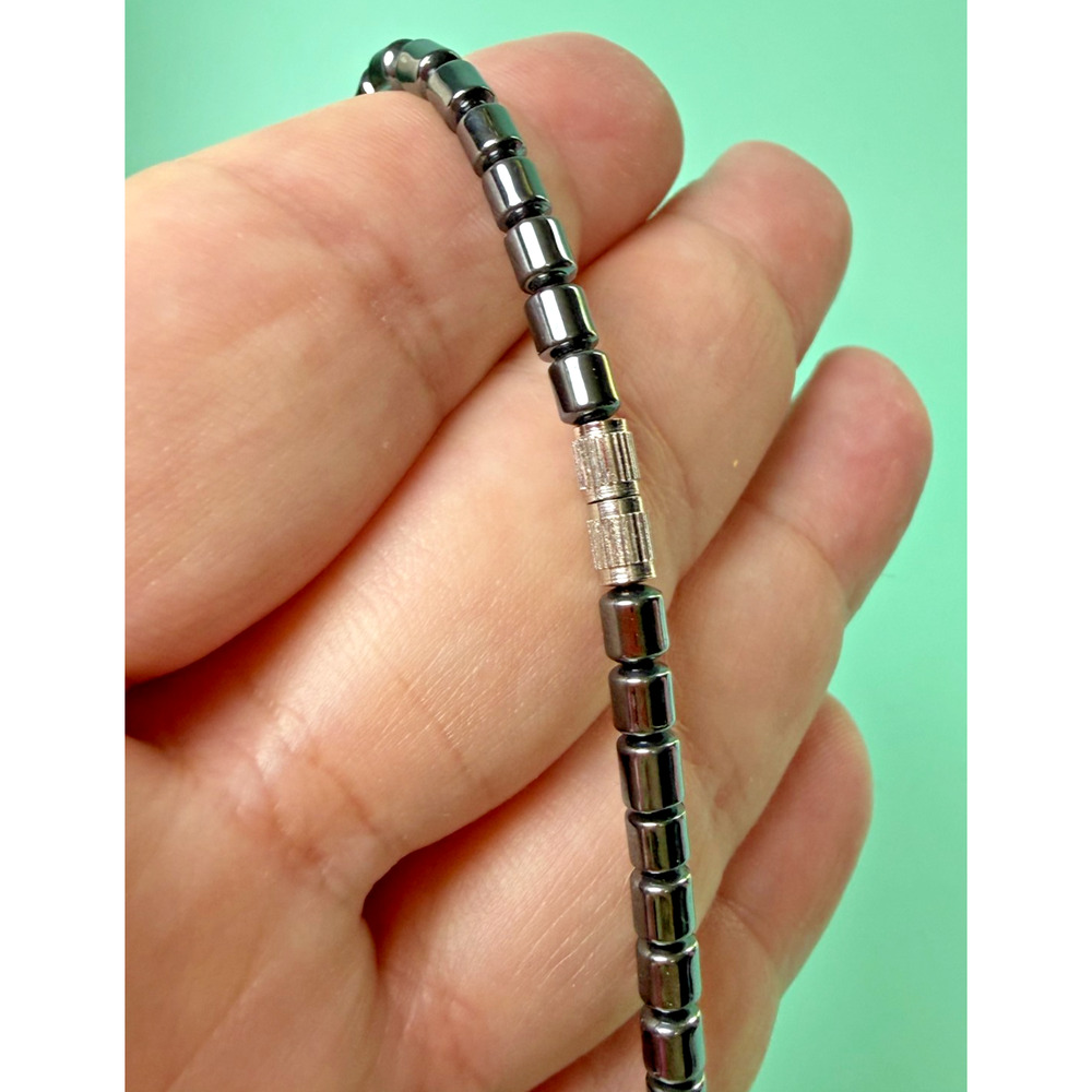 Hematite Stone 17" Colors of the Rainbow Magnetic Therapy Necklace Barrel Clasp - Picture 5 of 5